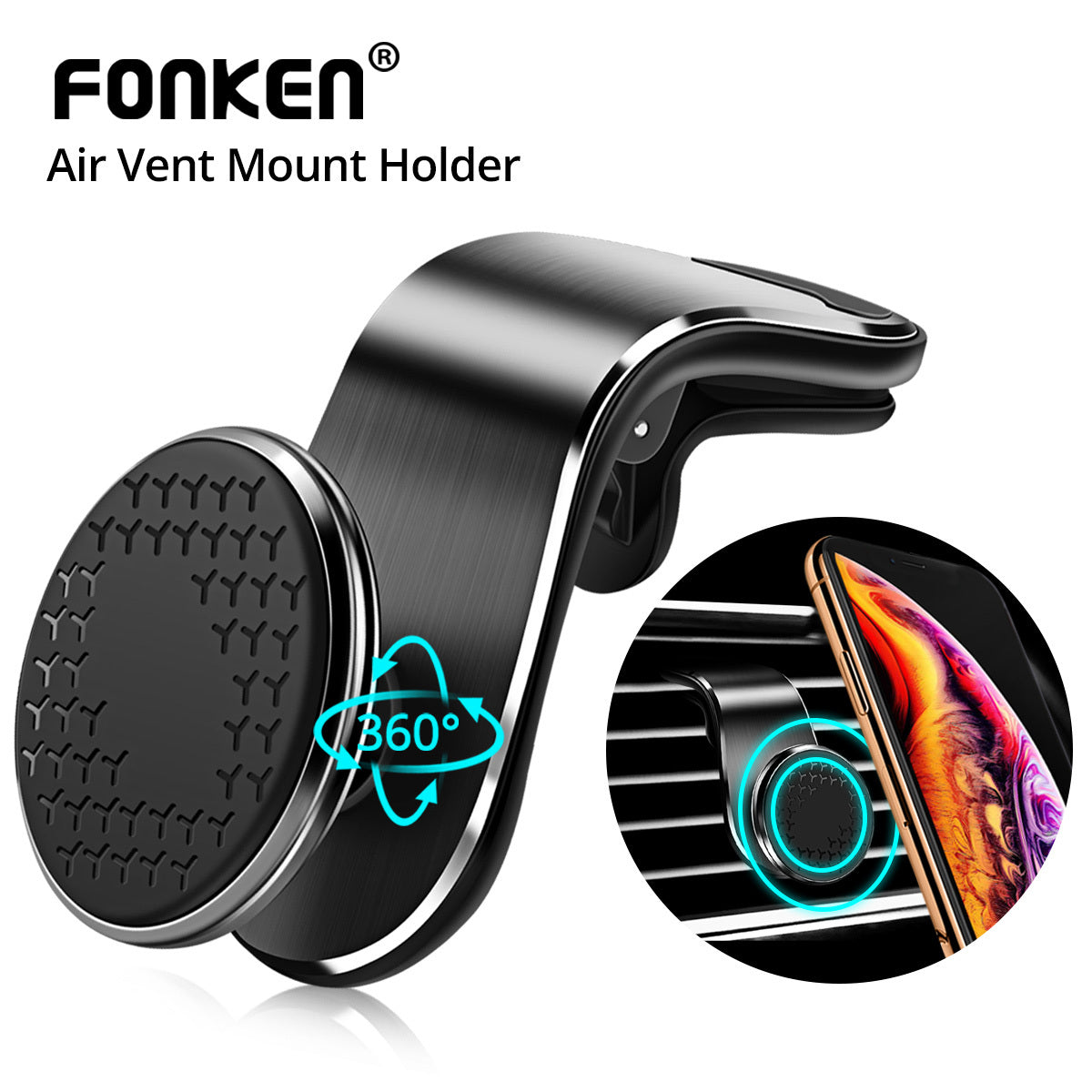 Magnetic Car Phone Holder, Mobile Phone Navigation Bracket, Type 360°Rotatable Car Air Vent Phone Mount, Magnet Phone Stand for Cars