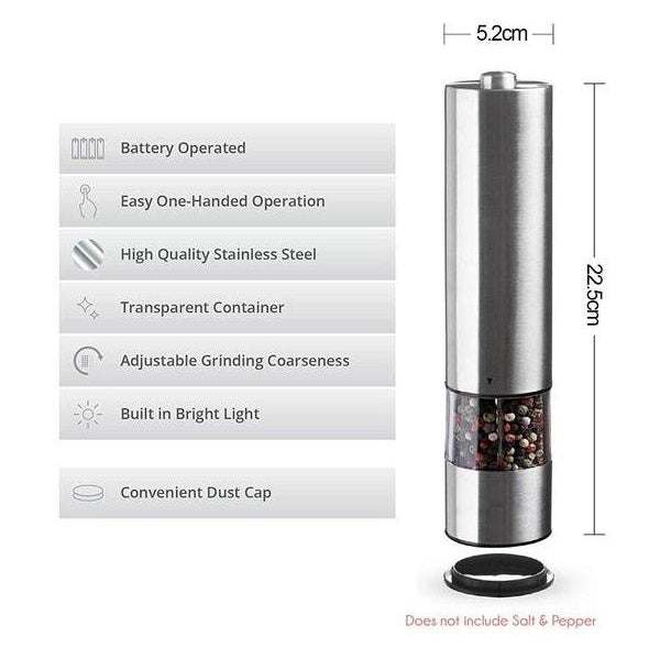 Stainless Steel Electric Salt and Pepper Grinder