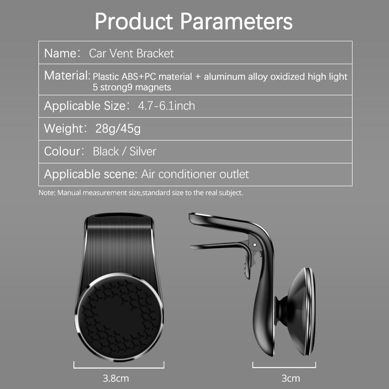 Magnetic Car Phone Holder, Mobile Phone Navigation Bracket, Type 360°Rotatable Car Air Vent Phone Mount, Magnet Phone Stand for Cars