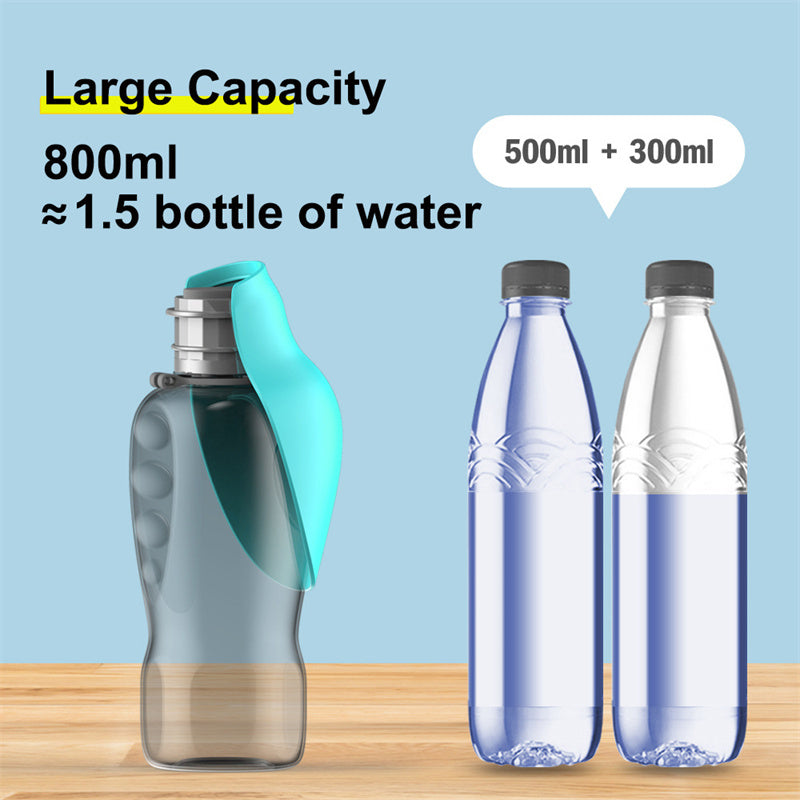 Portable Dog Water Bottle 800 ml, Pet Travel Water Bottle Dispenser for Walking, Hiking and Outdoor, Portable Water Bowl for Large Dogs