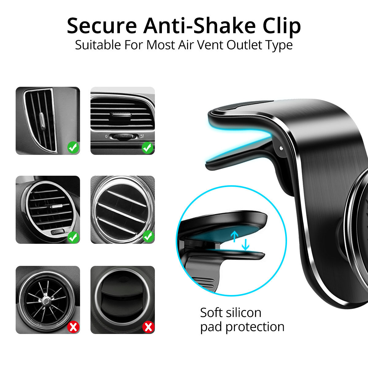Magnetic Car Phone Holder, Mobile Phone Navigation Bracket, Type 360°Rotatable Car Air Vent Phone Mount, Magnet Phone Stand for Cars