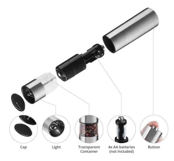 Stainless Steel Electric Salt and Pepper Grinder