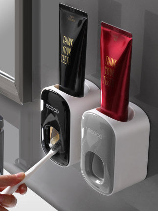 Toothbrush Holder Wall Mounted with Toothpaste Dispenser for Bathroom-Automatic Electric Tooth Pastetooth Squeezer-Bathroom Organizer Storage Accessories Set Dispenser.