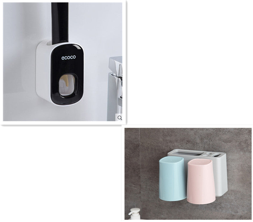 Toothbrush Holder Wall Mounted with Toothpaste Dispenser for Bathroom-Automatic Electric Tooth Pastetooth Squeezer-Bathroom Organizer Storage Accessories Set Dispenser.