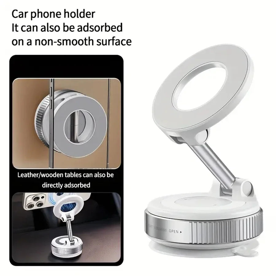 Super Magnetic N52 Magnetic Phone Holder, Swivel Locking Ultra Vacuum Suction Cup Phone Mount, Foldable 360° Rotating Phone Stand, Suitable for Car Screens, Bathroom Tiles and Glass