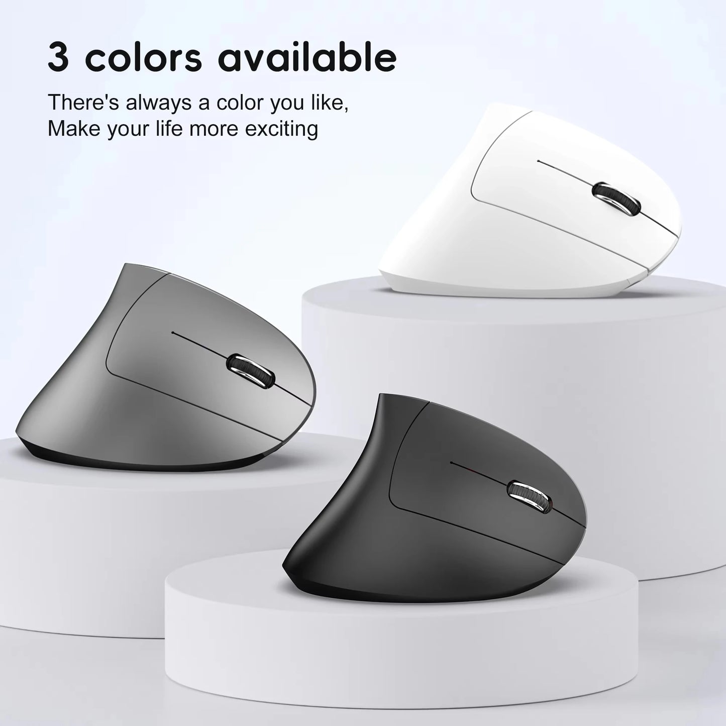 Rechargeable 2.4G Wireless Ergonomic Mouse, Bluetooth 5.1 Vertical Mouse, 2400 DPI Silent Mouse with 6 Adjustable DPI, 6-Button for Laptop, PC, MacBook, iPad