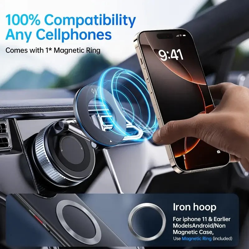 Super Magnetic N52 Magnetic Phone Holder, Swivel Locking Ultra Vacuum Suction Cup Phone Mount, Foldable 360° Rotating Phone Stand, Suitable for Car Screens, Bathroom Tiles and Glass