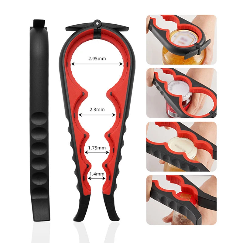 Easy Jar Bottle Opener, Manual Can Opener, 4-in-1 Multi Function Jar Openers, Simple to Use for Children, Elderly and Arthritis Sufferers, Silicone Hand Gripper Aid