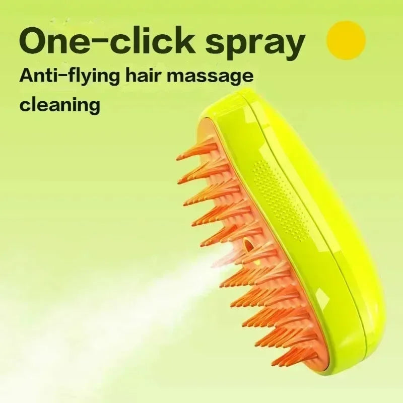 3-in-1 Cat & Dog Steam Brush – Electric Sprayer, Grooming & Deodorizing