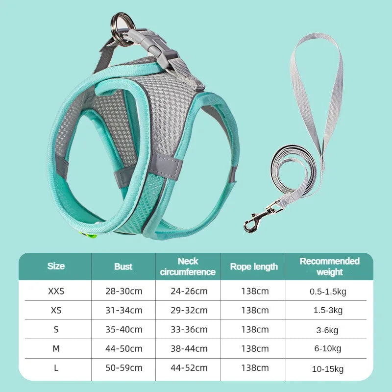 Puppy Harness Set Dog Accessories Adjustable Puppy & Cat Harness Vest French Bulldog Chihuahua Small Dog Collar Pet Leash Dogs