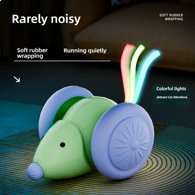 Interactive Electric Cat Toy – Smart Obstacle-Ovoiding Mouse With Auto Teasing & Car-like Movement.