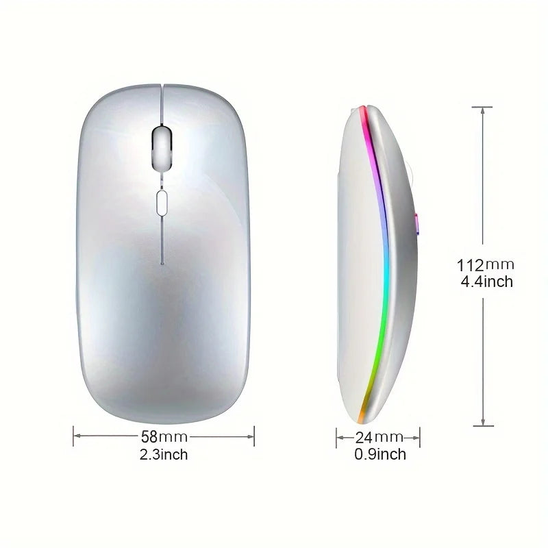 Wireless Mouse Bluetooth and 2.4GHz Dual Mode Rechargeable, 1600 DPI Silent Mouse with 3 Adjustable DPI, 4-Button for Laptop, PC, MacBook, iPad
