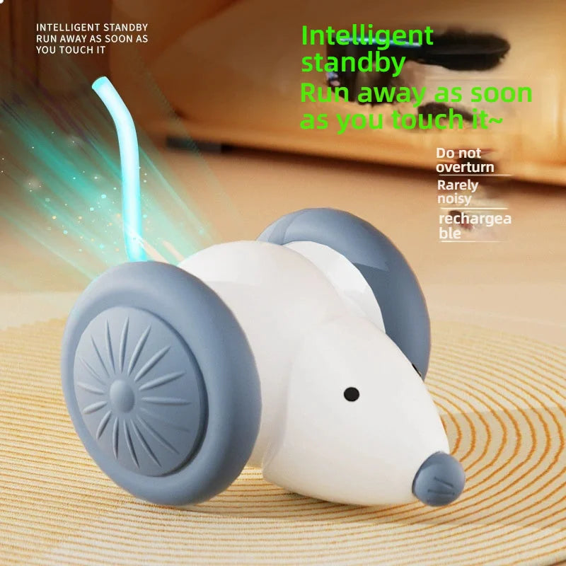 Interactive Electric Cat Toy – Smart Obstacle-Ovoiding Mouse With Auto Teasing & Car-like Movement.