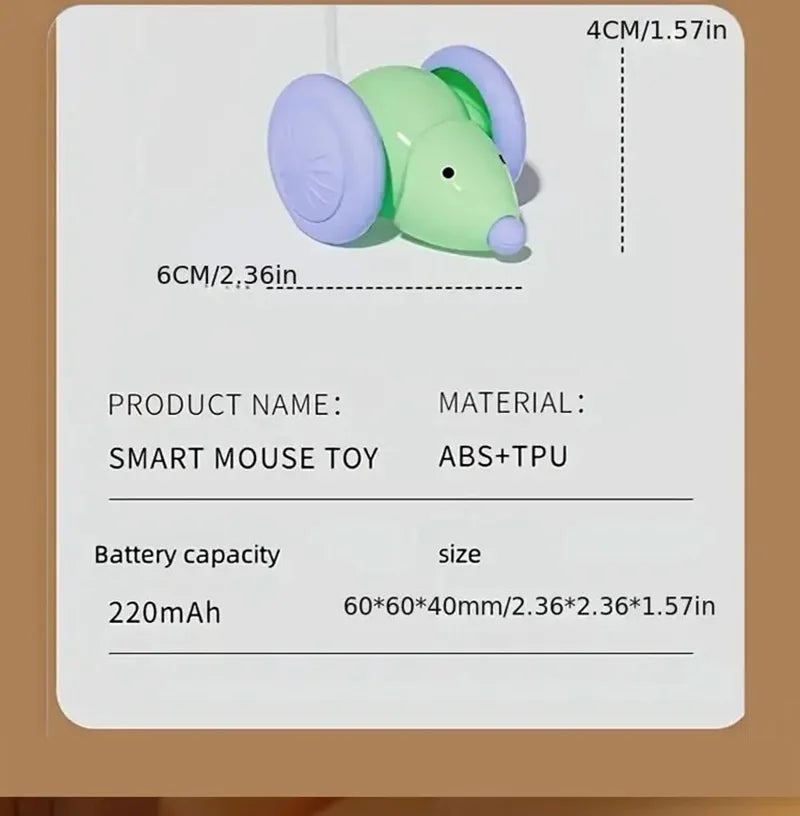 Interactive Electric Cat Toy – Smart Obstacle-Ovoiding Mouse With Auto Teasing & Car-like Movement.