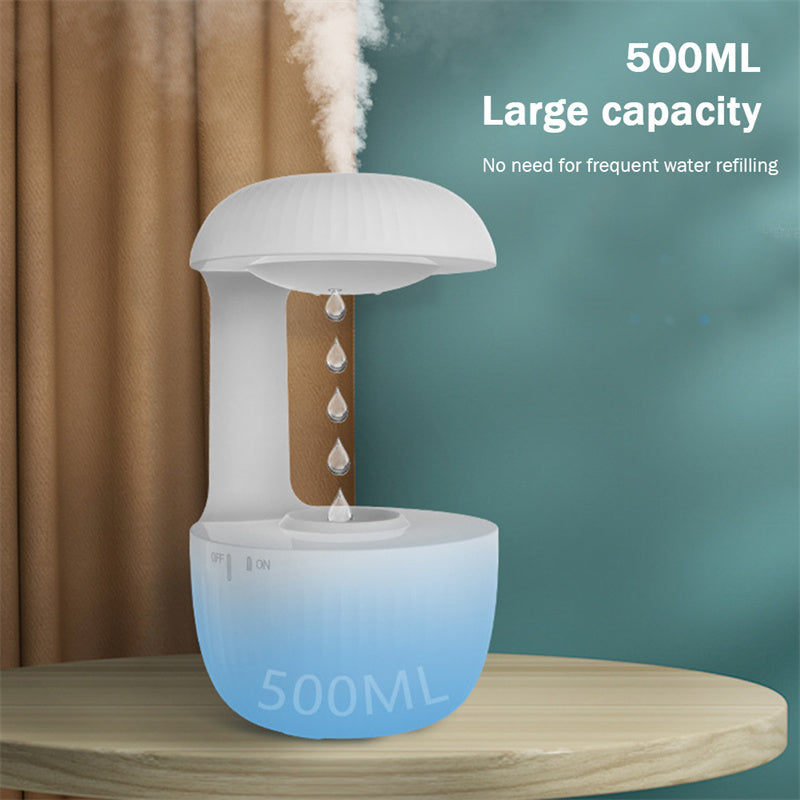 Cool Mist Humidifier, Anti Gravity Air Humidifier with Water Drop Levitating Countercurrent, Auto Shut Off & Night Light, Ultra Quiet 500ml Humidifier for Bedroom, Nursery, Office & Indoor Plants