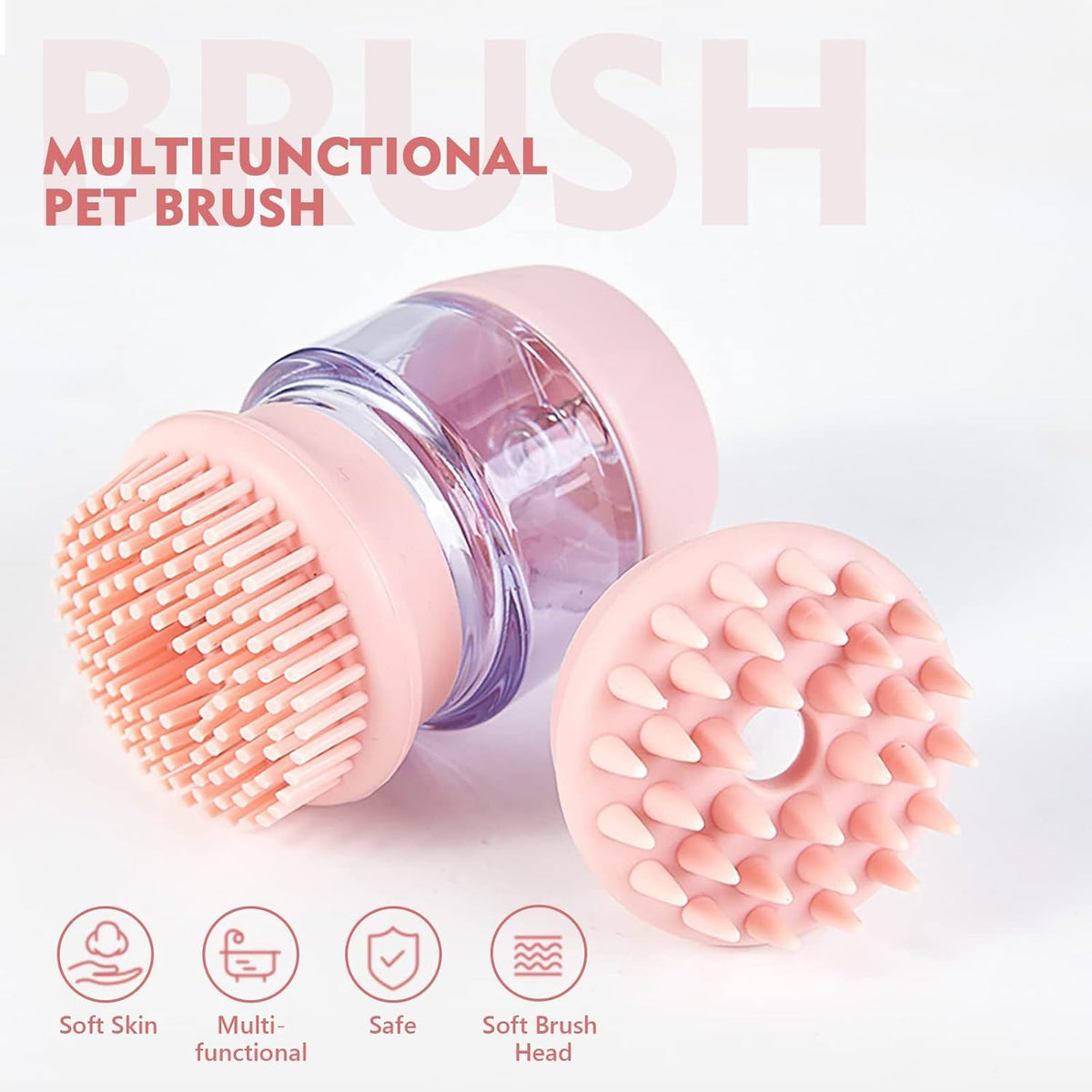 Silicone Pet Bath Brush with Shampoo Dispenser