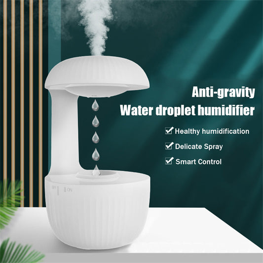 Cool Mist Humidifier, Anti Gravity Air Humidifier with Water Drop Levitating Countercurrent, Auto Shut Off & Night Light, Ultra Quiet 500ml Humidifier for Bedroom, Nursery, Office & Indoor Plants