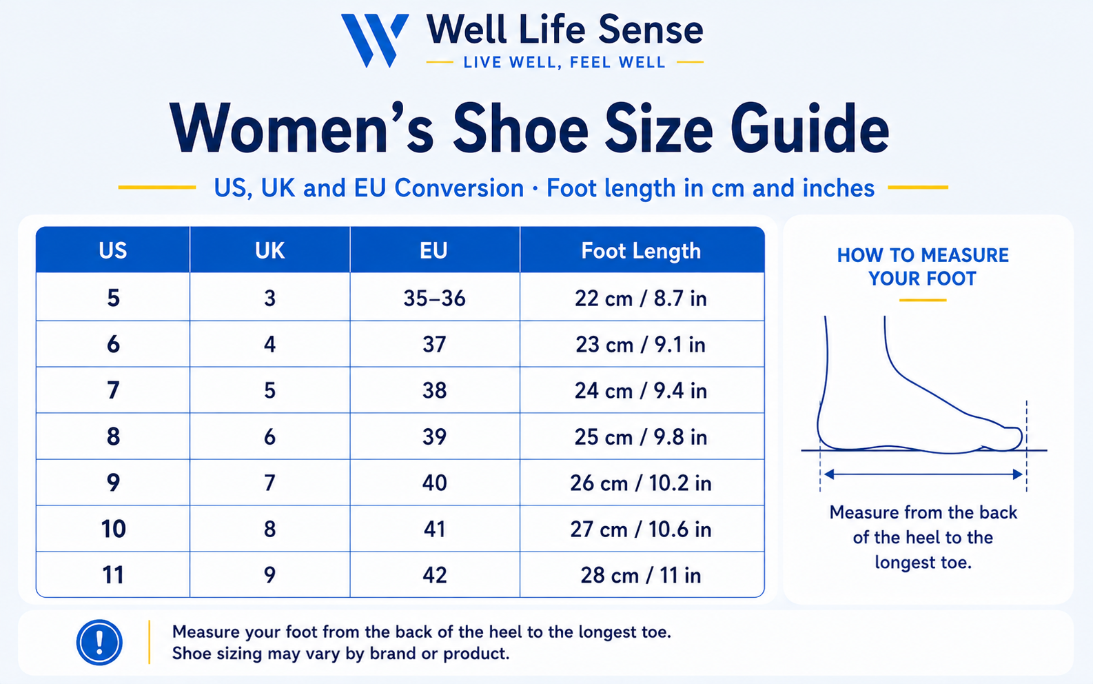 Women’s Shoe Size Guide