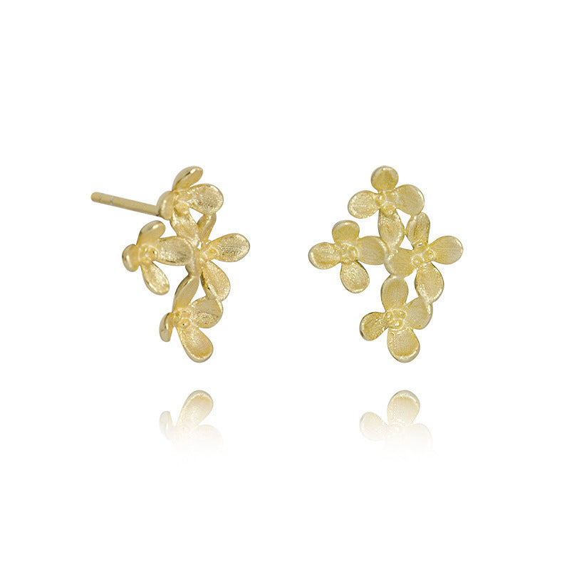 Gold-Plated Flower Stud Earrings