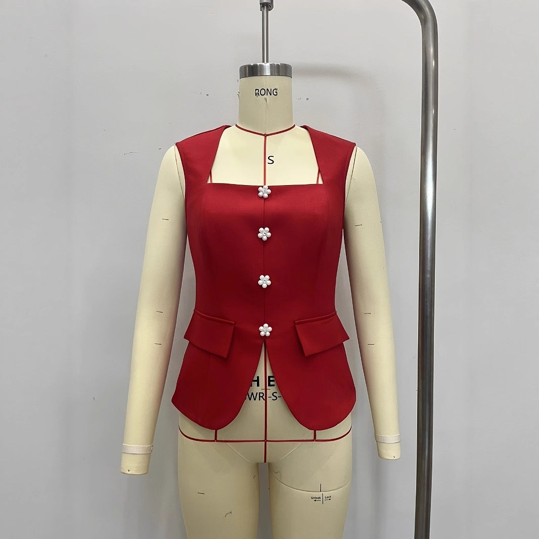 French Vintage Square-neck Versatile Sleeveless Top