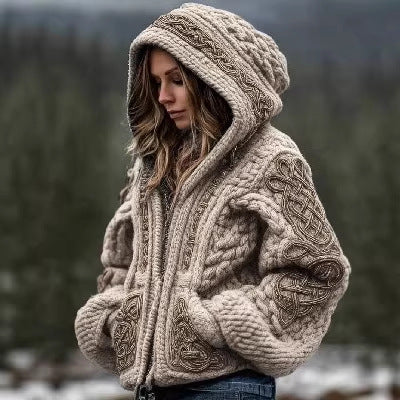 Women's Printed Zip-Up Hoodie