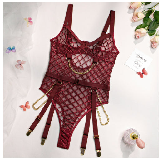 Womens Figure-hugging Metal-cage Bodysuit