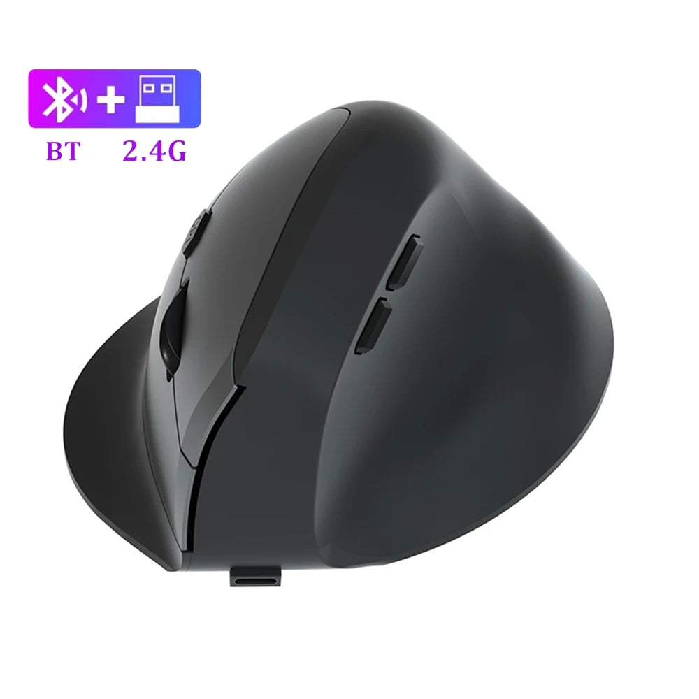 Rechargeable 2.4G Wireless Ergonomic Mouse, Bluetooth 5.1 Vertical Mouse, 2400 DPI Silent Mouse with 6 Adjustable DPI, 6-Button for Laptop, PC, MacBook, iPad