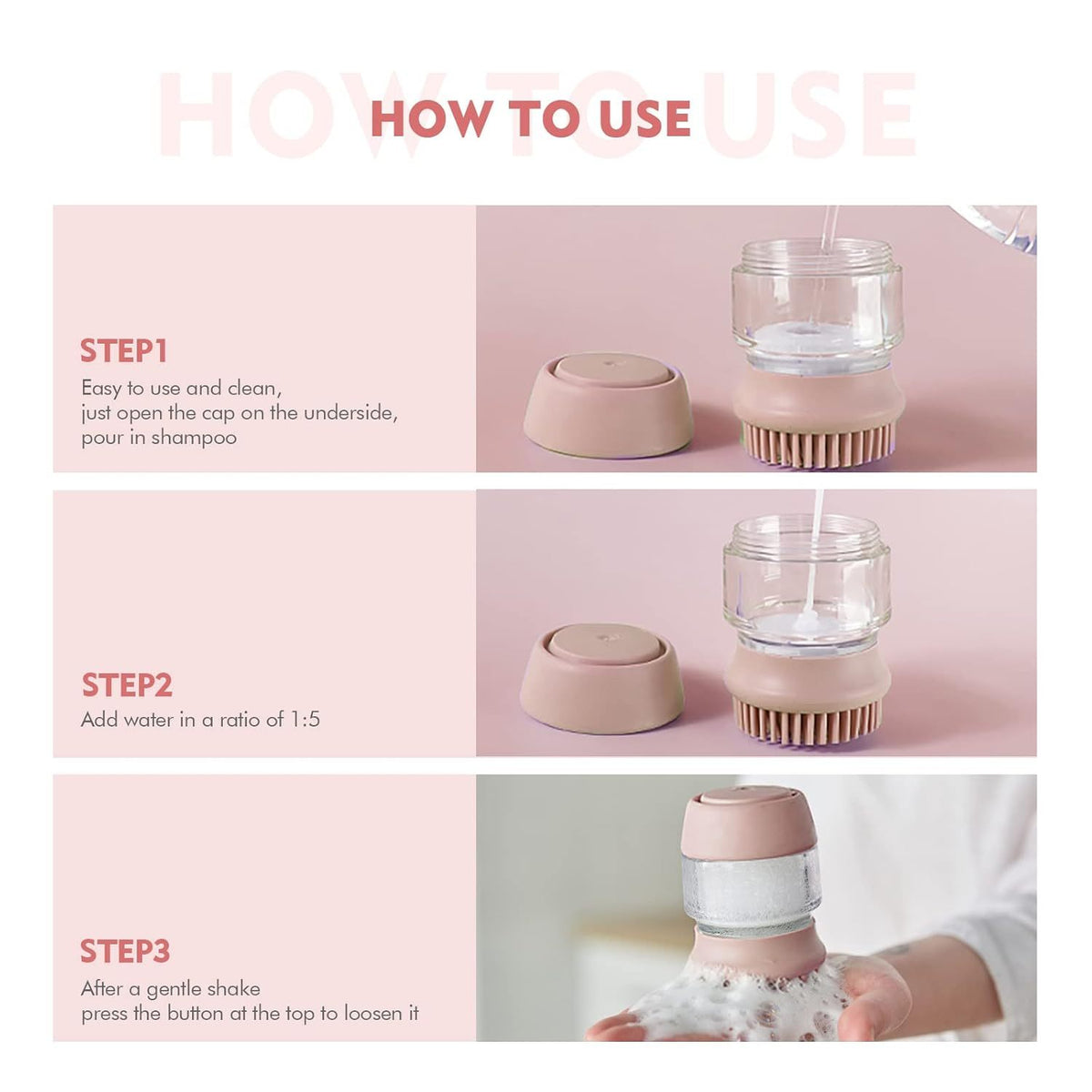 Silicone Pet Bath Brush with Shampoo Dispenser