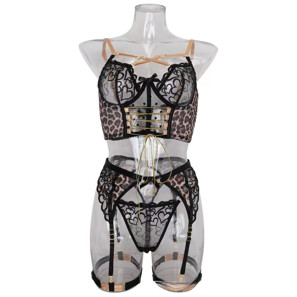 Women's Leopard Lace Lingerie Set